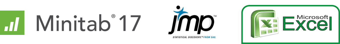 We use Minitab, JMP and Excel